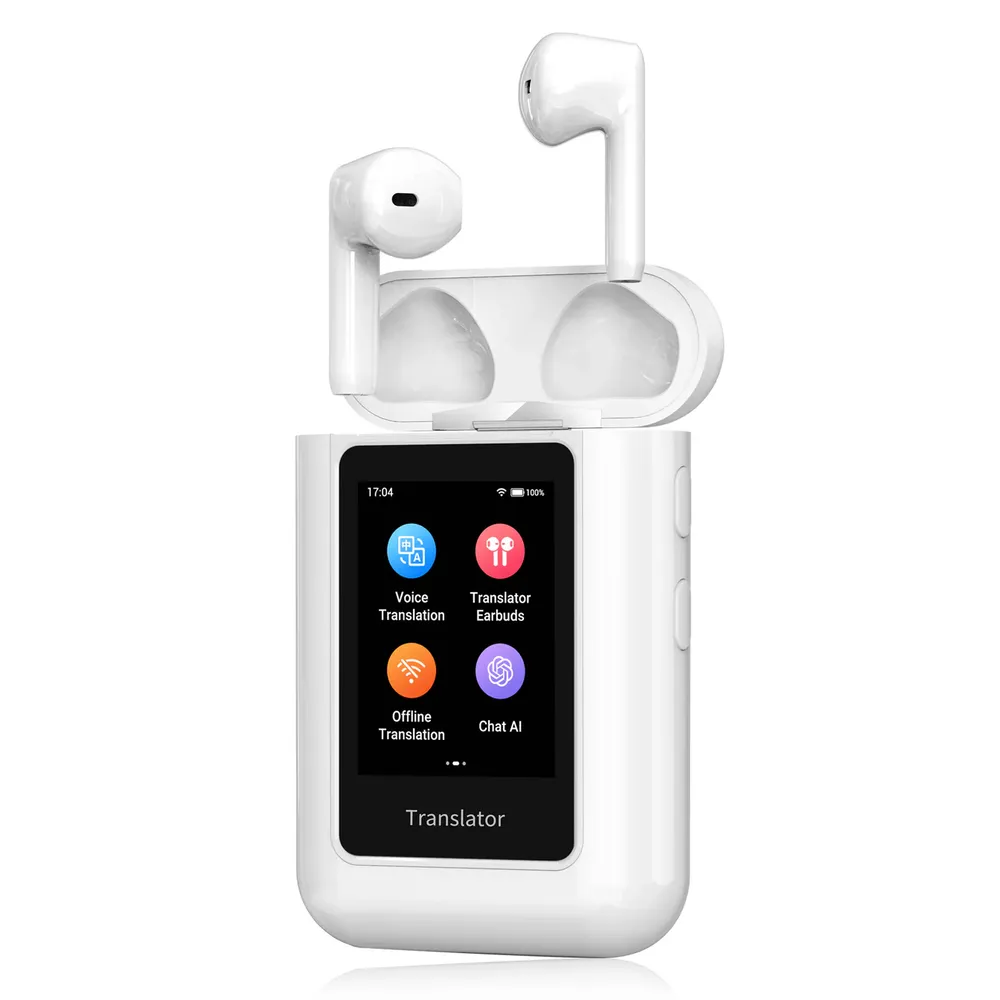 Anfier A8 AI Translator Earbuds white with case