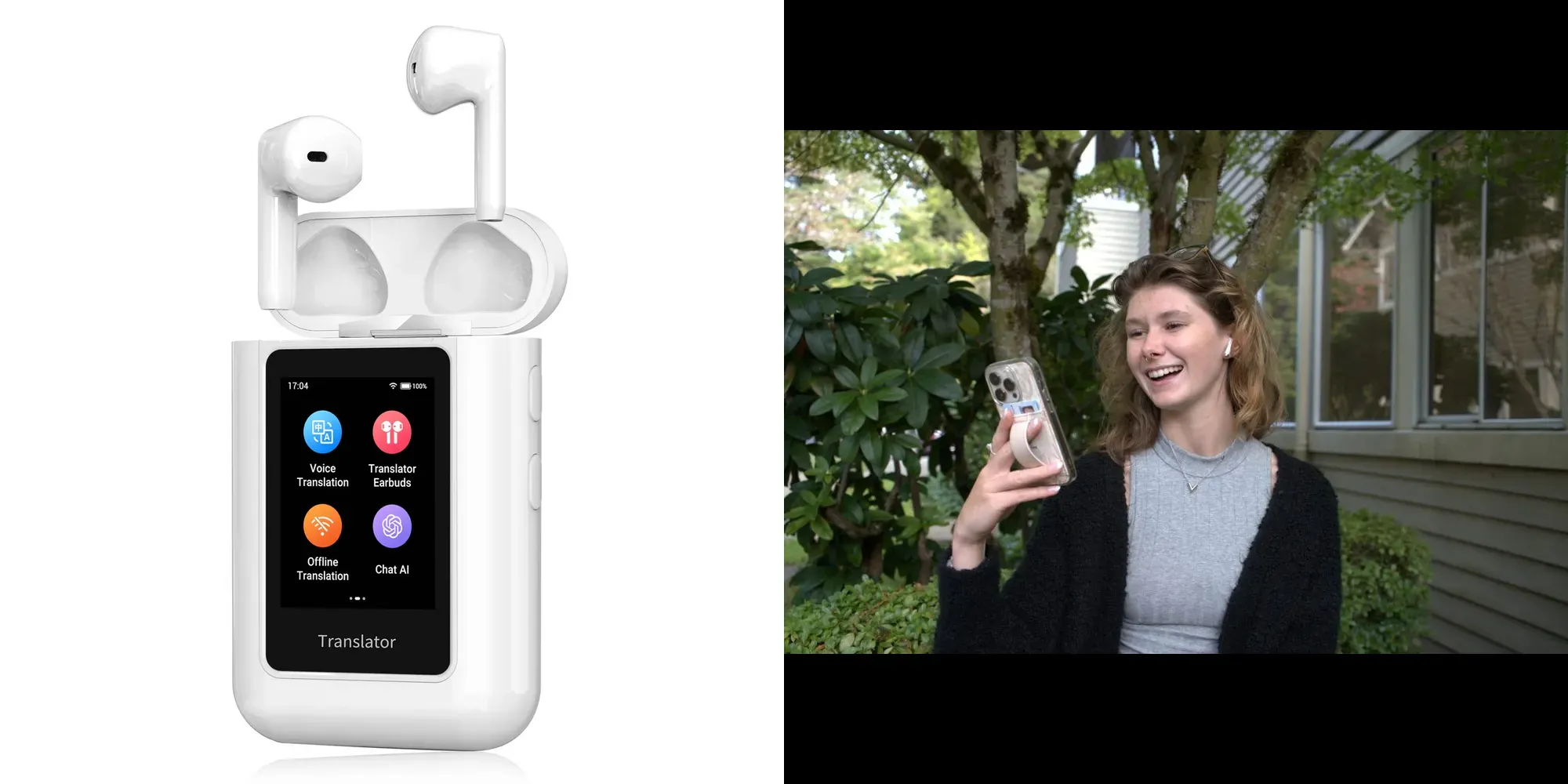 Anfier A8 AI Translator Earbuds vs iTourTranslator 22 Pro Earbuds side by side photo